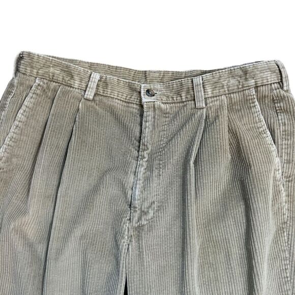 Haggar Beige Corduroy Belt Loops Back Pockets VTG Preppy Academia Pants Sz 36X30 - Picture 9 of 12